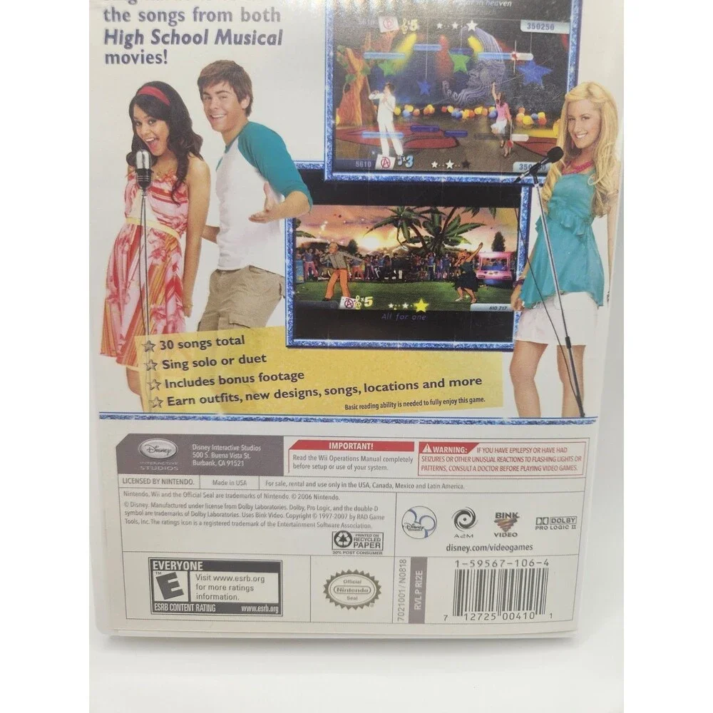Disney's High School Musical Sing It! Nintendo Wii Video Game Fun Karaoke Action